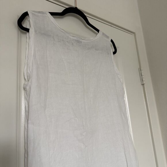 Gigi Moda 100% linen white tank top summer spring Large - Picture 12 of 15